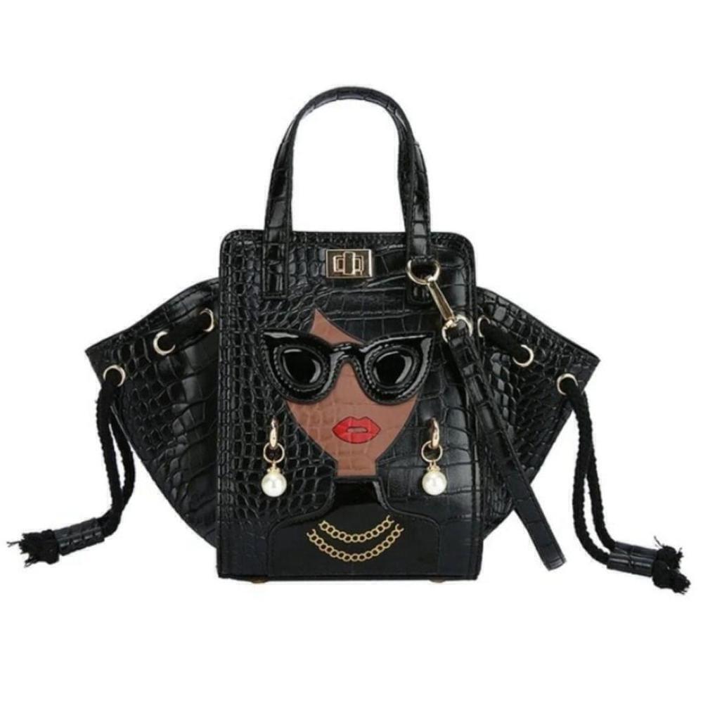 Vintage Style Square Shaped Handbag In Black
